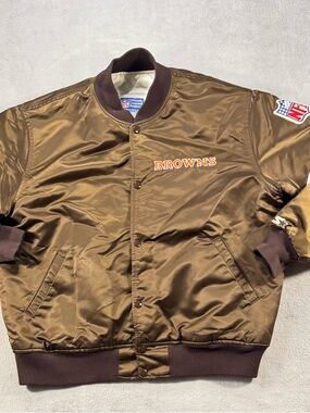 Vintage 80’s 90’s Cleveland Browns Satin Starter Jacket Size Large Made In USA